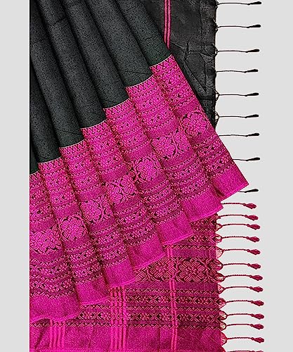 Image of eC ESHA'S COLLECTION Women's Cotton Blend Begumpuri Handloom Saree With Unstitched Running Blouse Piece
