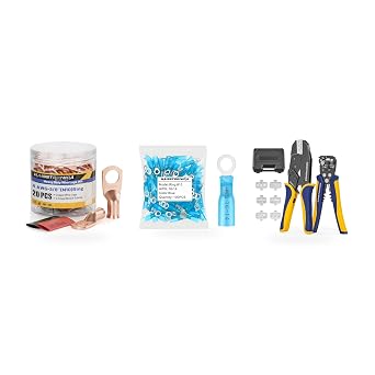 haisstronica 4 AWG Lugs, 16-14 AWG Ring Terminals & Crimping Tool Kit