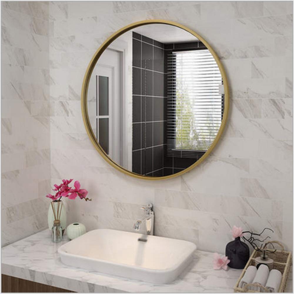 Espejo De Maquillaje Redondo Minimalista Exquisito De Hierro Forjado Espejo De Belleza Espejo De Maquillaje Para El Hogar Montado En La Pared Adecuado Para Cualquier Estilo De Hogar Moderno.,Gold1