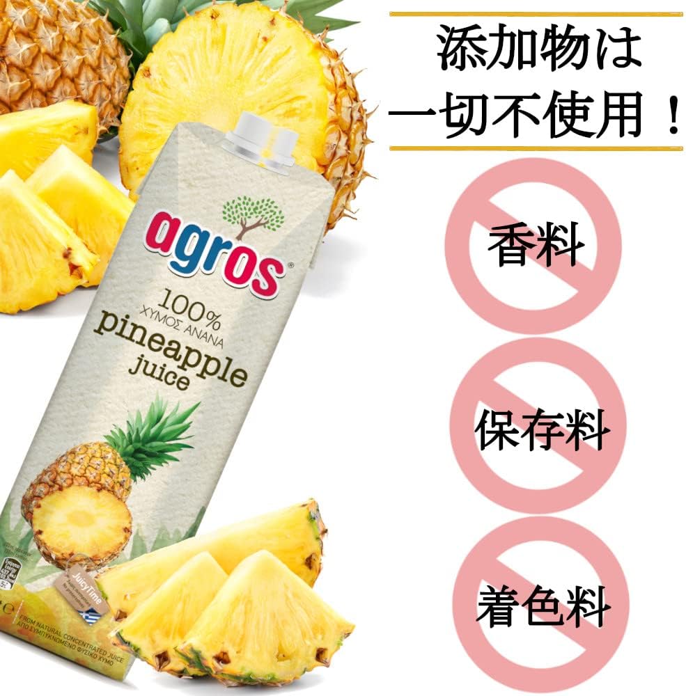 パイナップル ジュース 果汁100％ 無添加 紙パック 業務用 パインアップル まとめ買い 濃縮還元 agro 1000ミリリットル (x 12)
