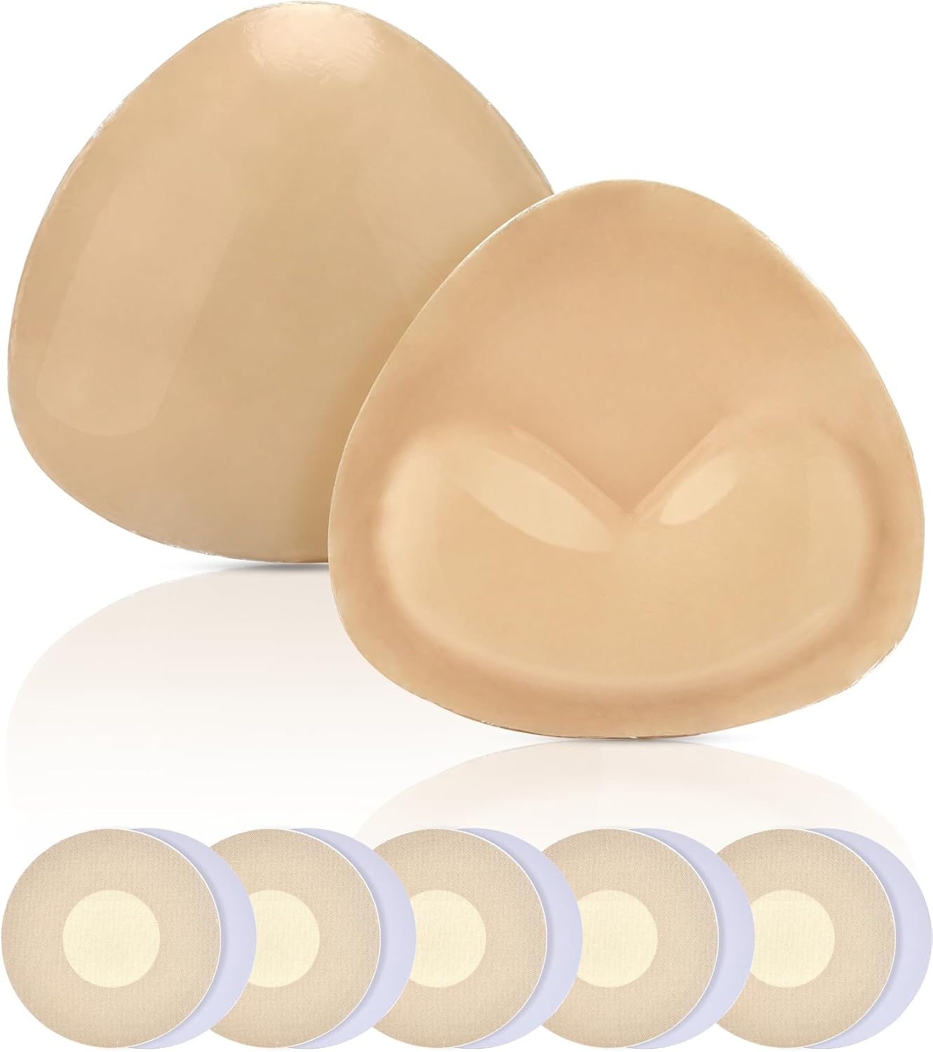 Double Sided Sticky Bra Inserts, Bra Pads Inserts for Bikini Push Up Inserts, Adhesive Breast Enhancers Push Up Sticky Pads for Swimsuit Top, Bathing Suit, Sport Bra - A/B Beige