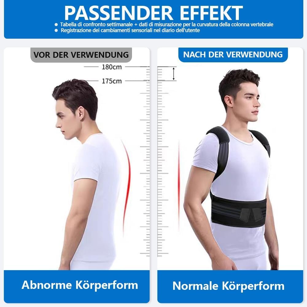 Rücken Geradehalter,Verstellbarer Rückenstützgürtel für Haltungskorrektur Rücken Damen Herren,Komfortable Rückenstütze,zur Schmerzlinderung im Oberen & Unteren (Schwarz0923)