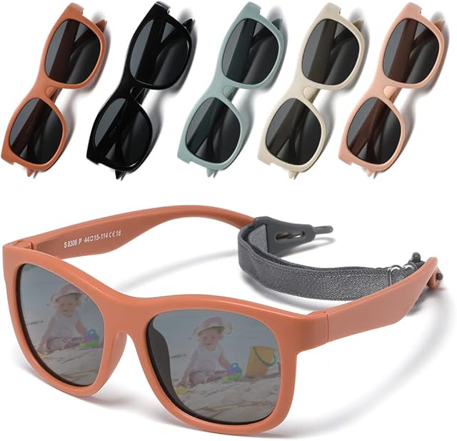 Musivon Baby Sunglasses 6 Months - 2 Years, Toddler Sunglasses for Kids Infant Boys Girl Flexible Frame with Strap