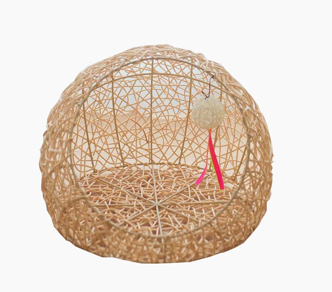 JYZT Dog House Dog Kennel Four Seasons Universal Rattan Weaving Cat Nest Dog Bed Semi-open Big pet Bed Washable cream Color 45 * 30CM