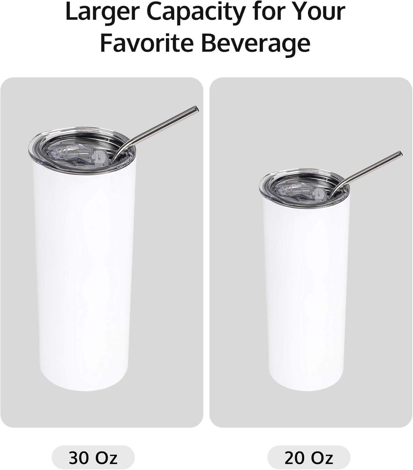 OFFNOVA 30 OZ Sublimation Tumblers Blanks 4 Pack Skinny White Tapered Stainless Steel Tumbler with Lids and Straws for Tumbler Press Machine - Image 4