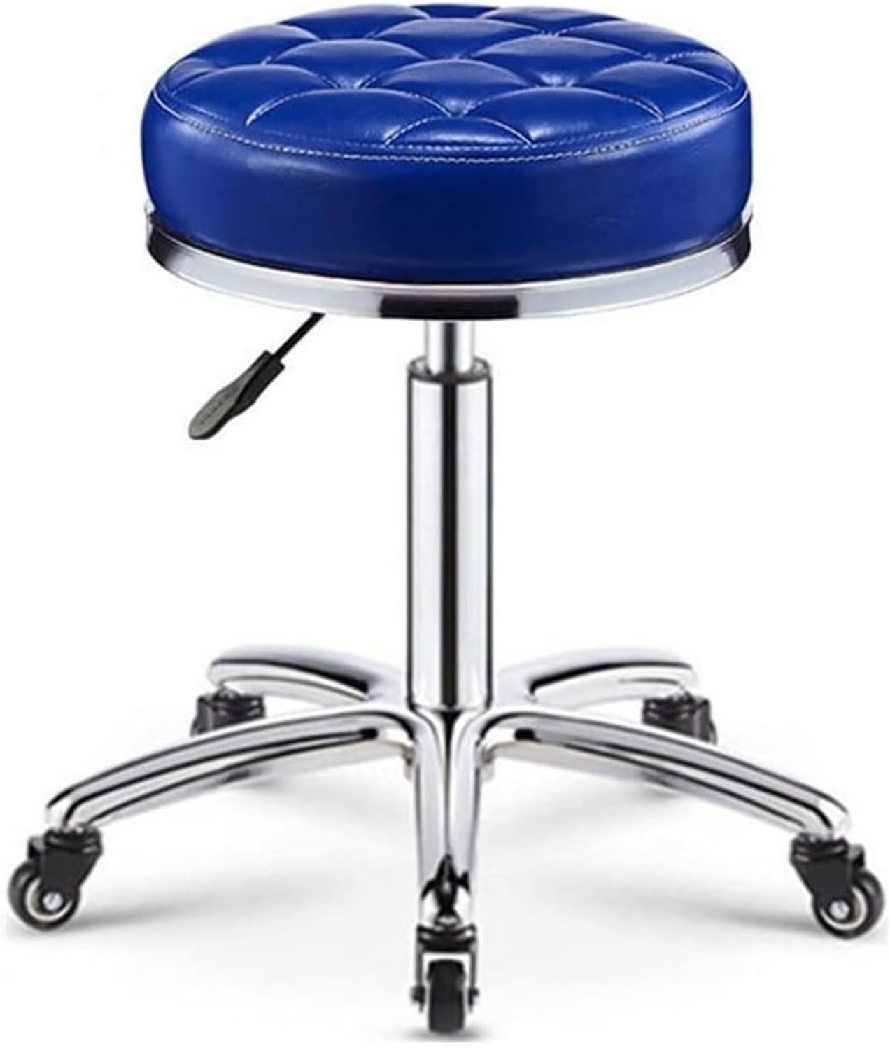 Rolling Stool with Wheels, Pneumatic Mechanic Stool,Adjustable Garage Shop Roller Seat, Round Movable Low Height Rolling Chair(Red-Brown) (Sky Blue One Size)