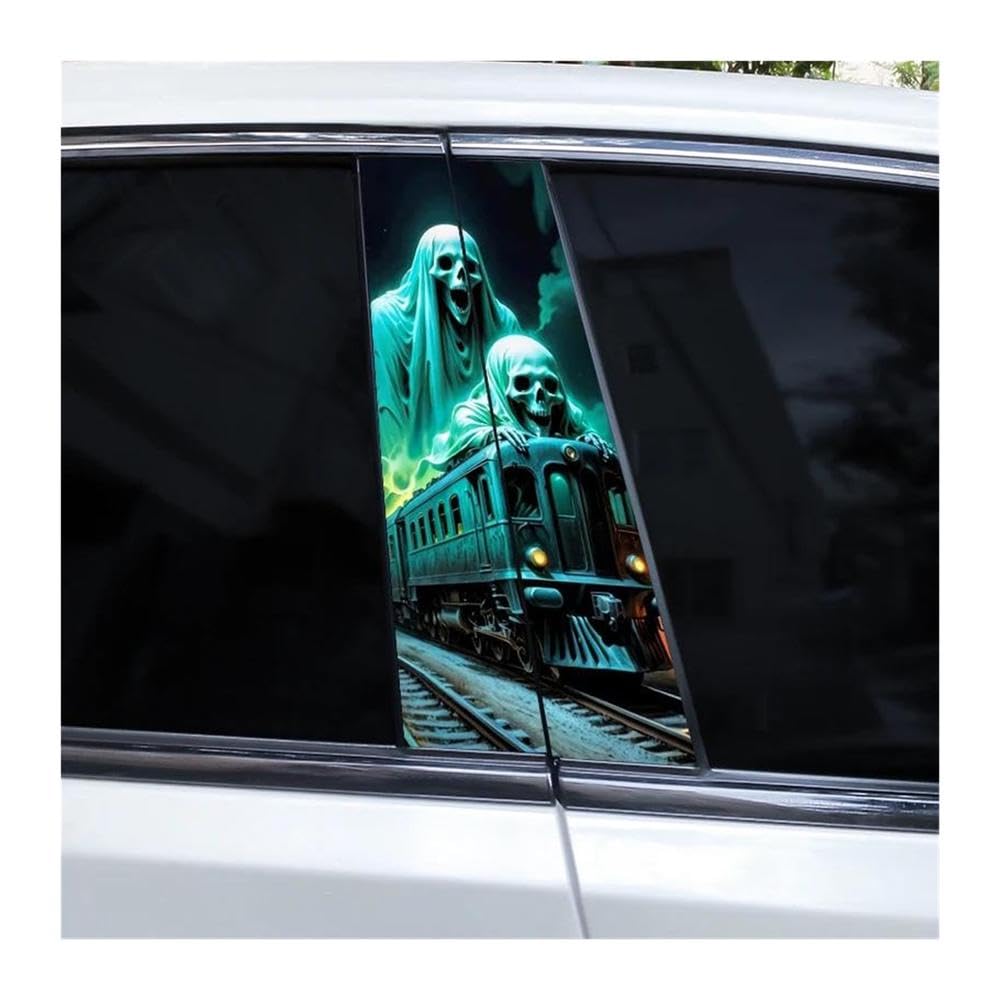 Body Parts 2pcs Car Center Pillar Sticker Ghost Crawling Soul Auto B-Pillar Waterproof Protective Film(C)