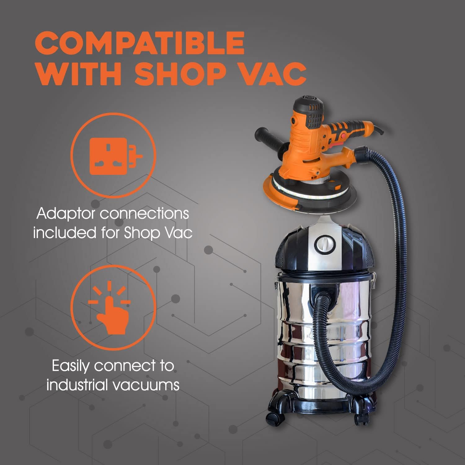 Electric Drywall Sander Machine - Handheld Power Tools with Vacuum Attachment