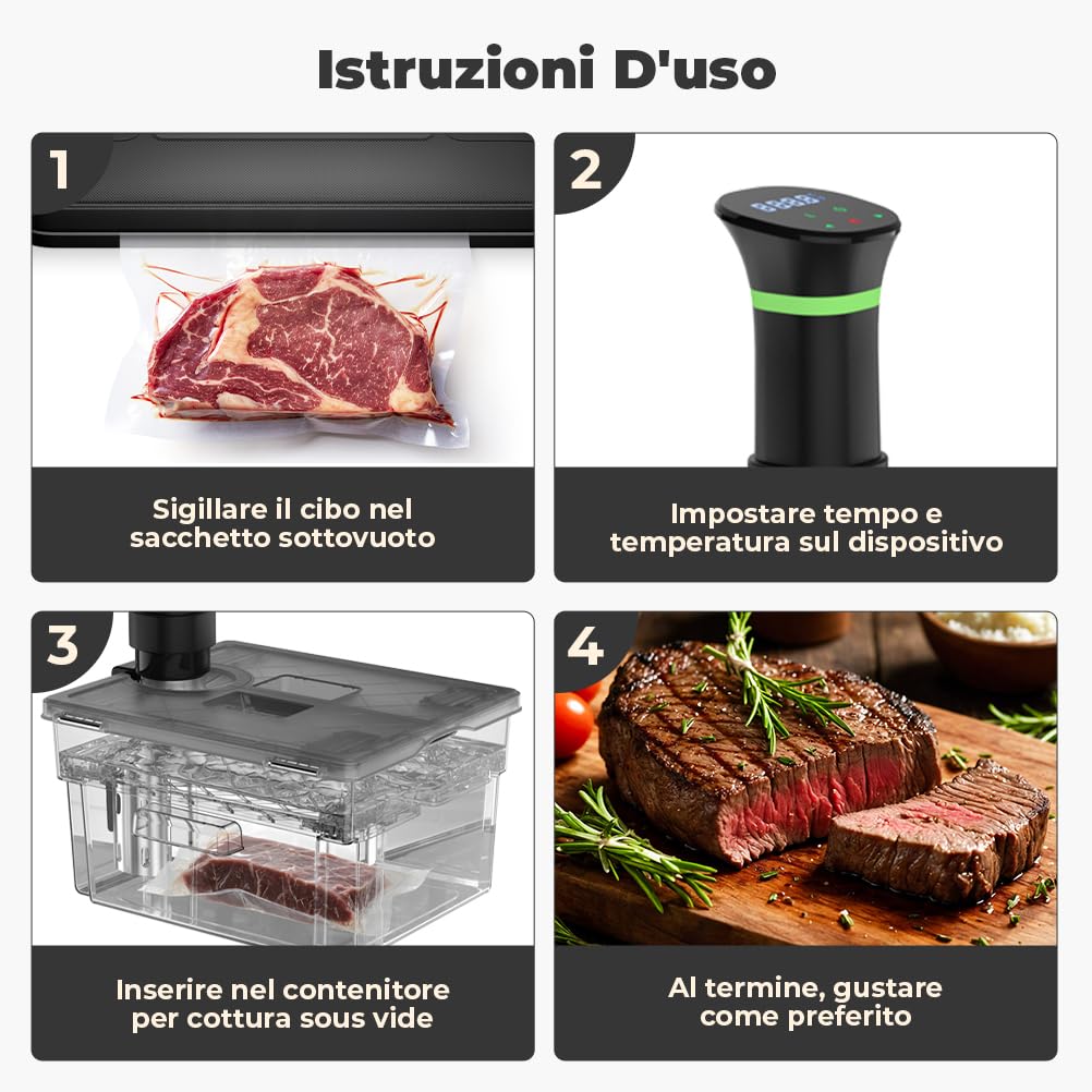 Contenitore Sous Vide 11L Grigio con Coperchio e Griglia Incorporata Doppia Apertura
