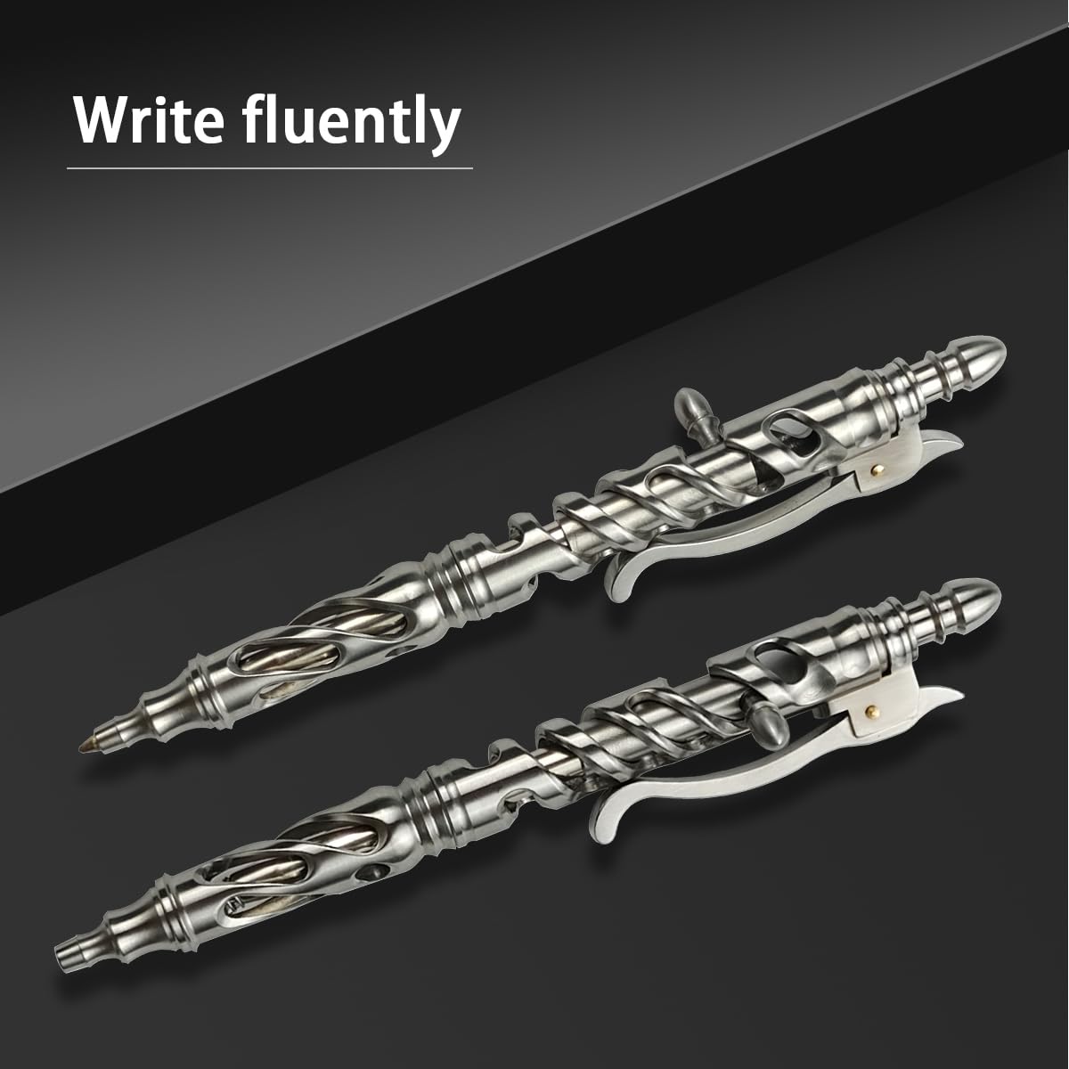 Dr Metalleung Heavy Duty Stainless Steel Bolt Action Pen - Retractable EDC Pen with Keychain Refillable Ink Smooth — view 7