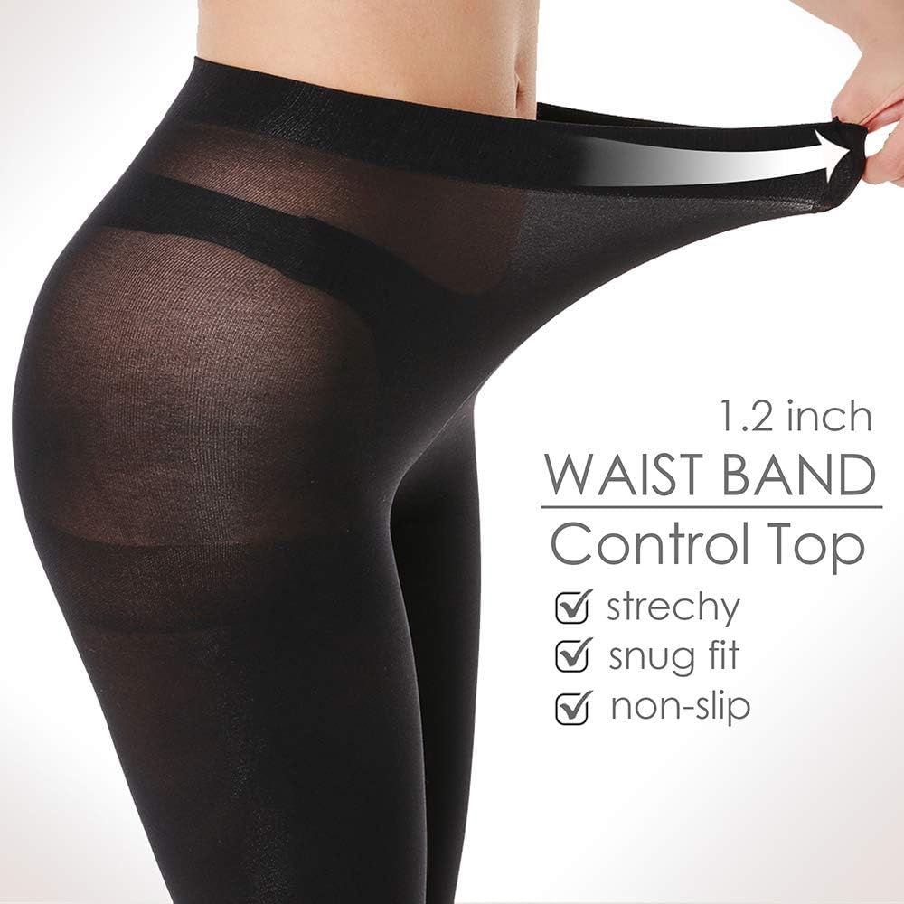 G&Y 2 Pairs Semi Opaque Tights for Women - 40D Microfiber Control Top Pantyhose - Image 2