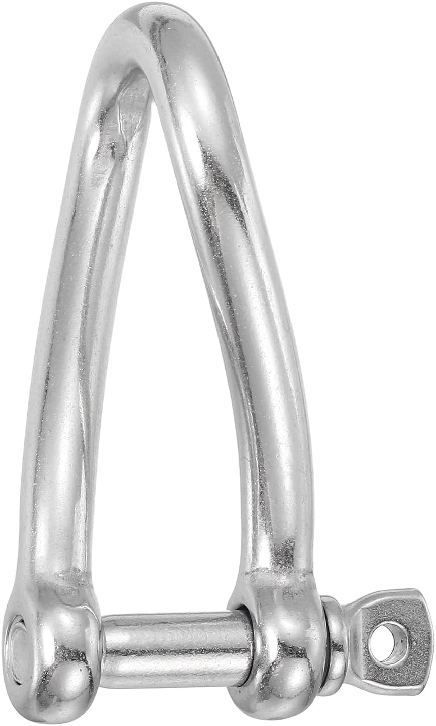 PATIKIL 316 Stainless Steel Twist Shackle 90 Degree 3/8" 10mm, Twisted Clevis with Screw Pin Marine Grade for Sailing Car Towing Outdoor Tents