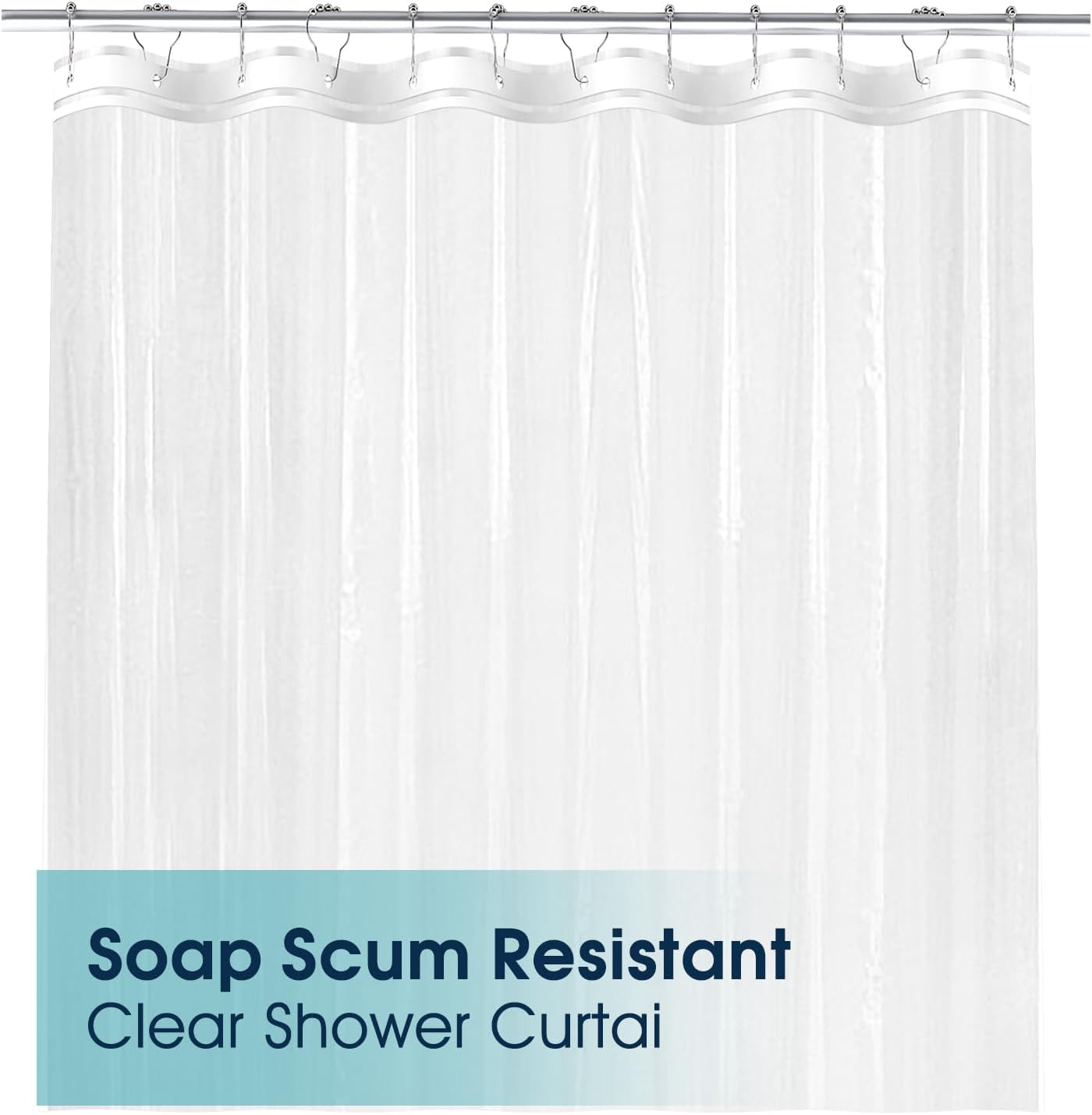 Shower Curtain Plastic Water Resistent PEVA Heavy Weight Thick Bathroom Clear Curtain, Minimalist Home Bathroom Curtain Décor 72x72 Inches