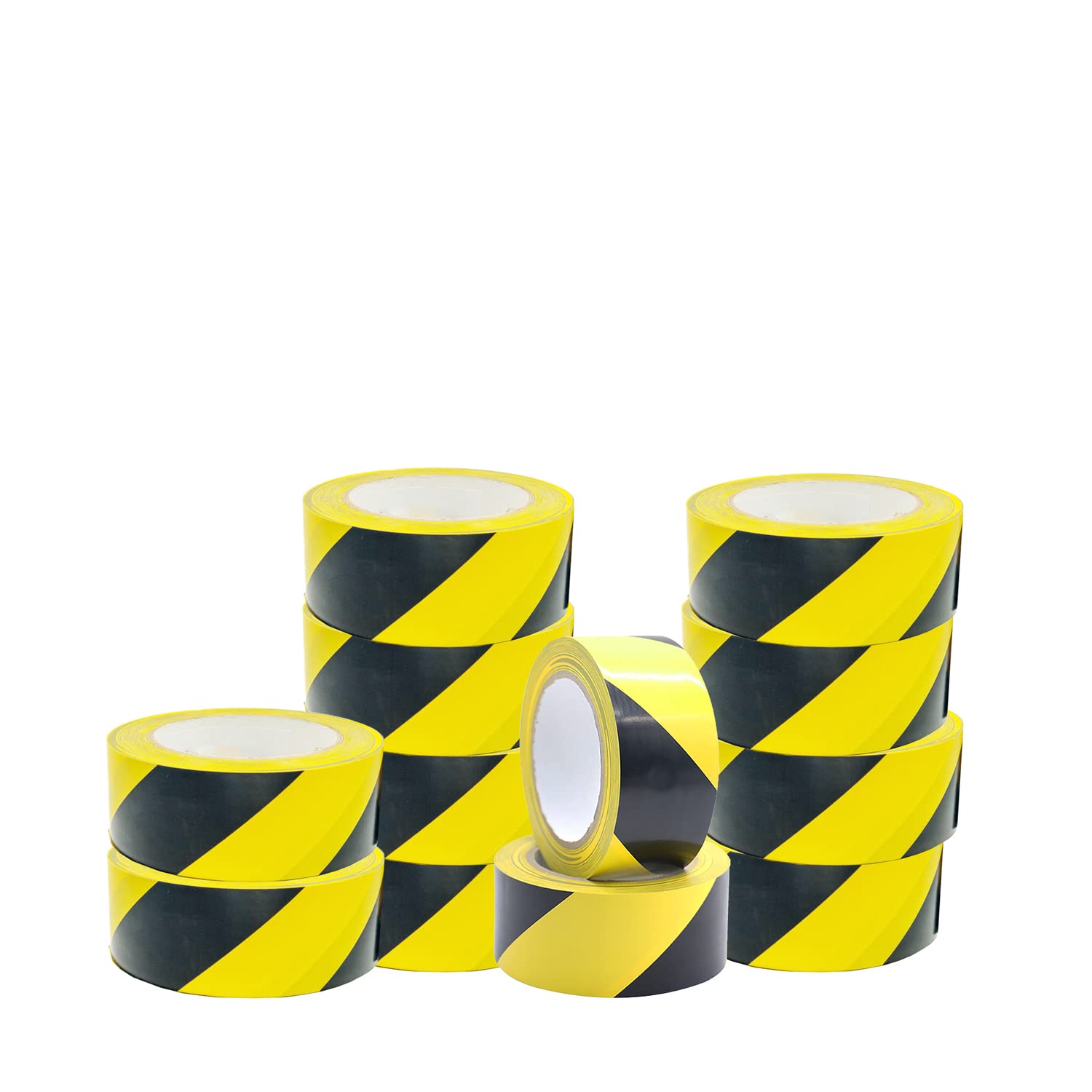 Venuscello® 12 x Floor Marking 50mm x 33m LDPE Black & Yellow Heavy Duty High Visibility Floor Hazard Lane Tape
