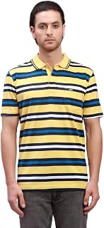 Colorplus Men's Classic Fit Pure Cotton Stripe Pattern Polo Neck Half Sleeve Casual T-Shirt Price In India