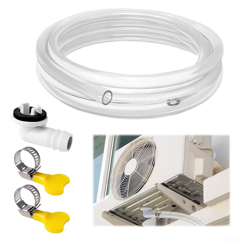 Universal AC Drain Hose Kit - 3.3Ft Extension With Clamp & Rubber Adapter For Mini-Split, Window, Portable AC, Dehumidifier
