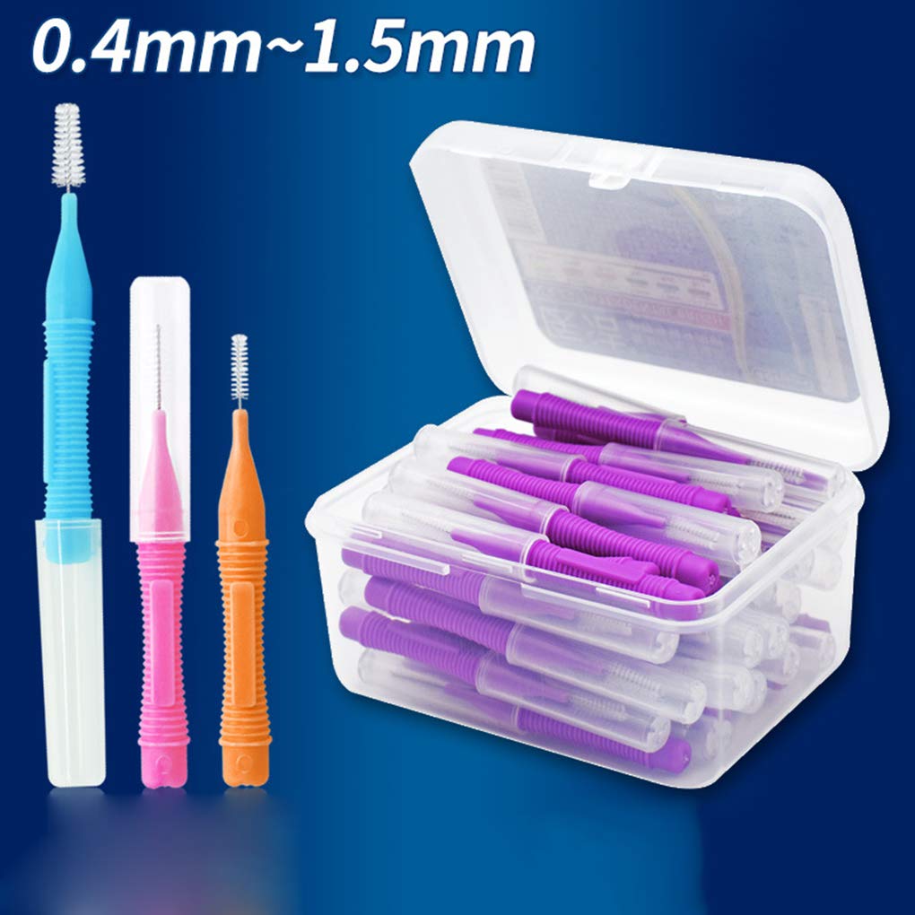 Juego de 5 cepillos interdentales flexibles de plástico para dientes de mano, herramienta de higiene bucal para el hogar, viajes, amarillo, 0,4 mm