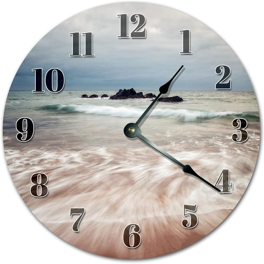 10.5" Beautiful SEA Scenery Clock - Living Room Clock - Large 10.5" Wall Clock - Home Decor Clock