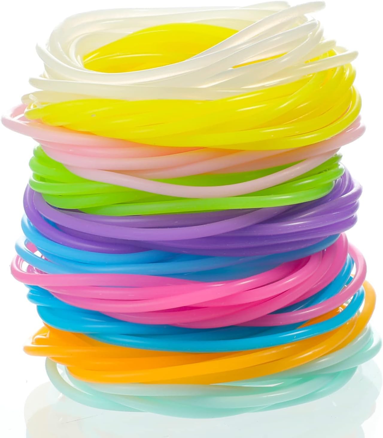 TERRIFI100 Pieces Luminescent Silicone Jelly Bracelets 80's Hair Ties Multicolor Rainbow Silicone Wristband Bracelet Party Favors Wrist Armband Retro Bracelet Bands for Girls Women