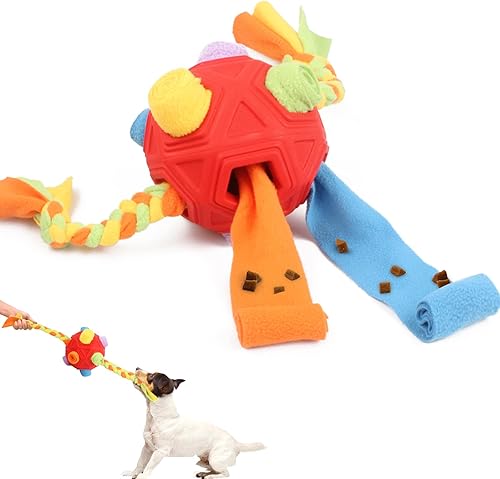 Pelota interactiva para perro con cuerda interactiva resistente a las mordeduras, juguete de bola de rompecabezas para perros, dispensador de