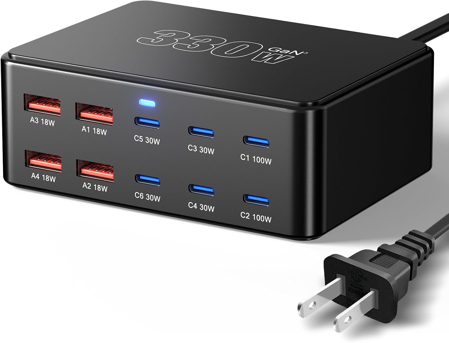 330W 10-Port USB C Charging Station,...