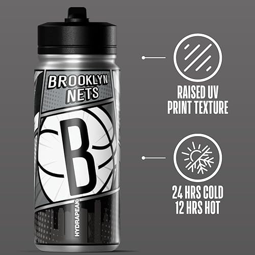 Miniatura 56 de Hydrapeak x NBA Los Angeles Lakers Botella de agua de 591 ml de acero inoxidable, botella deportiva con doble pared aislada con licencia oficial,