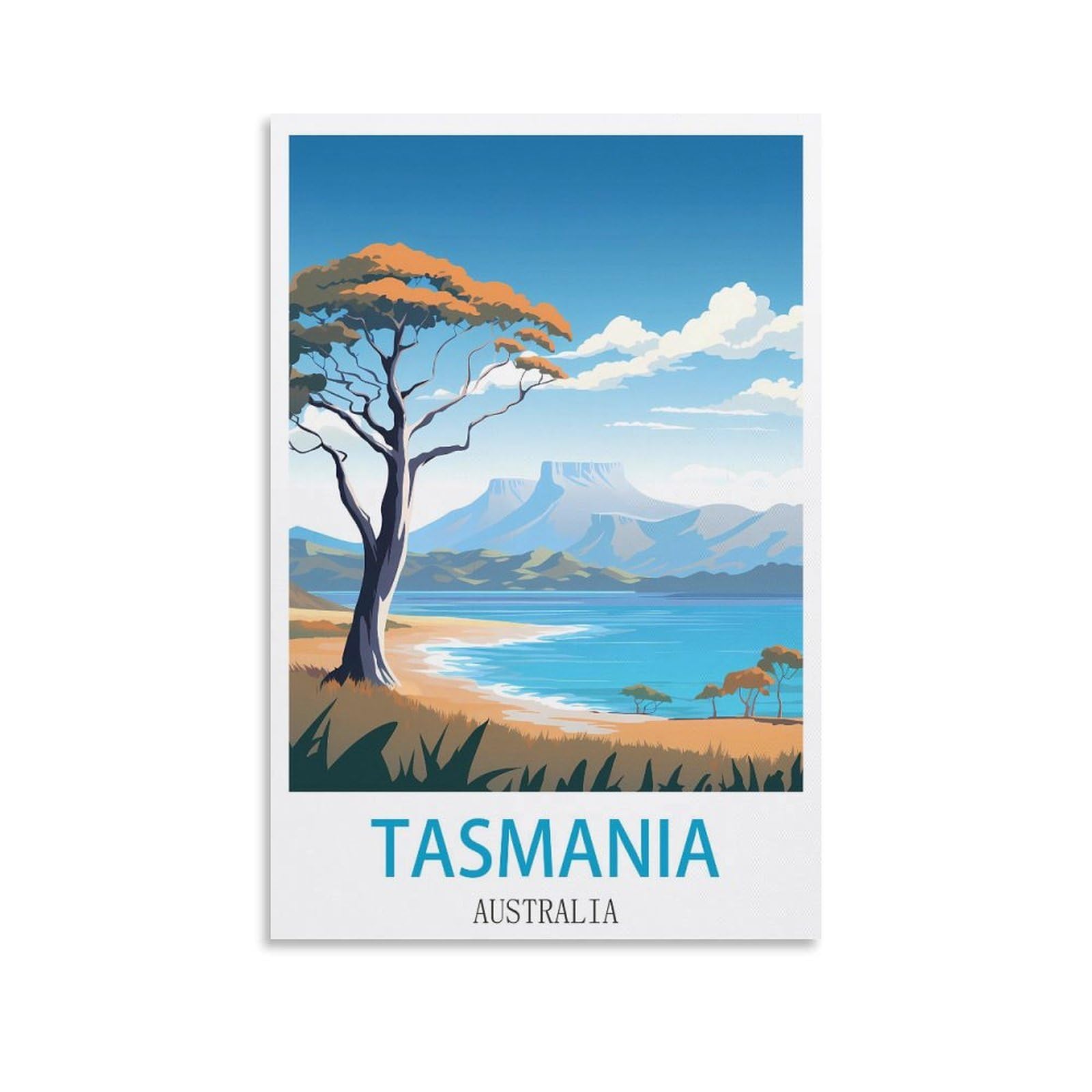 Clfmhnas Unframe-Style Tasmania Australia Vintage Travel Posters 08X12inch(20X30cm) Canvas Wall Art Prints
