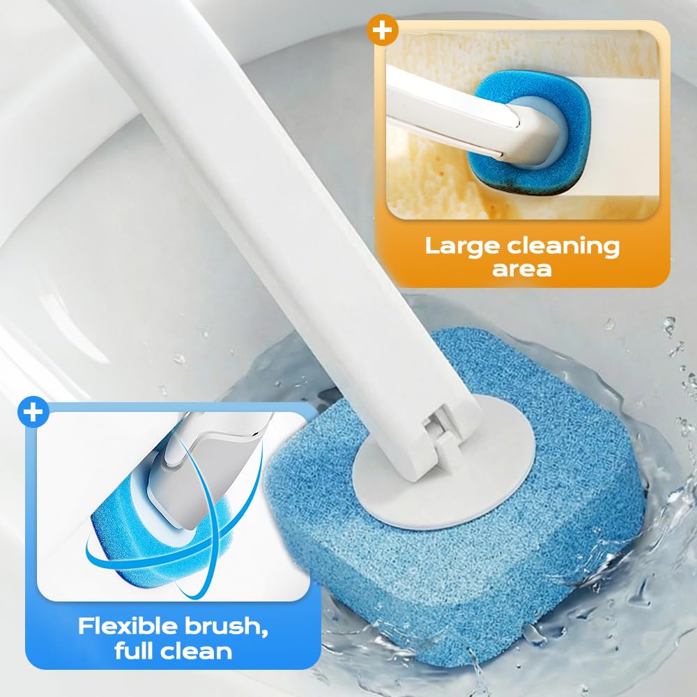 Kit de cepillo de inodoro 2026, incluye 16 recambios de limpiador, varita de inodoro montada en la pared, herramienta de limpieza de baño para inodoro, fregadero y bañera, fácil almacenamiento y uso
