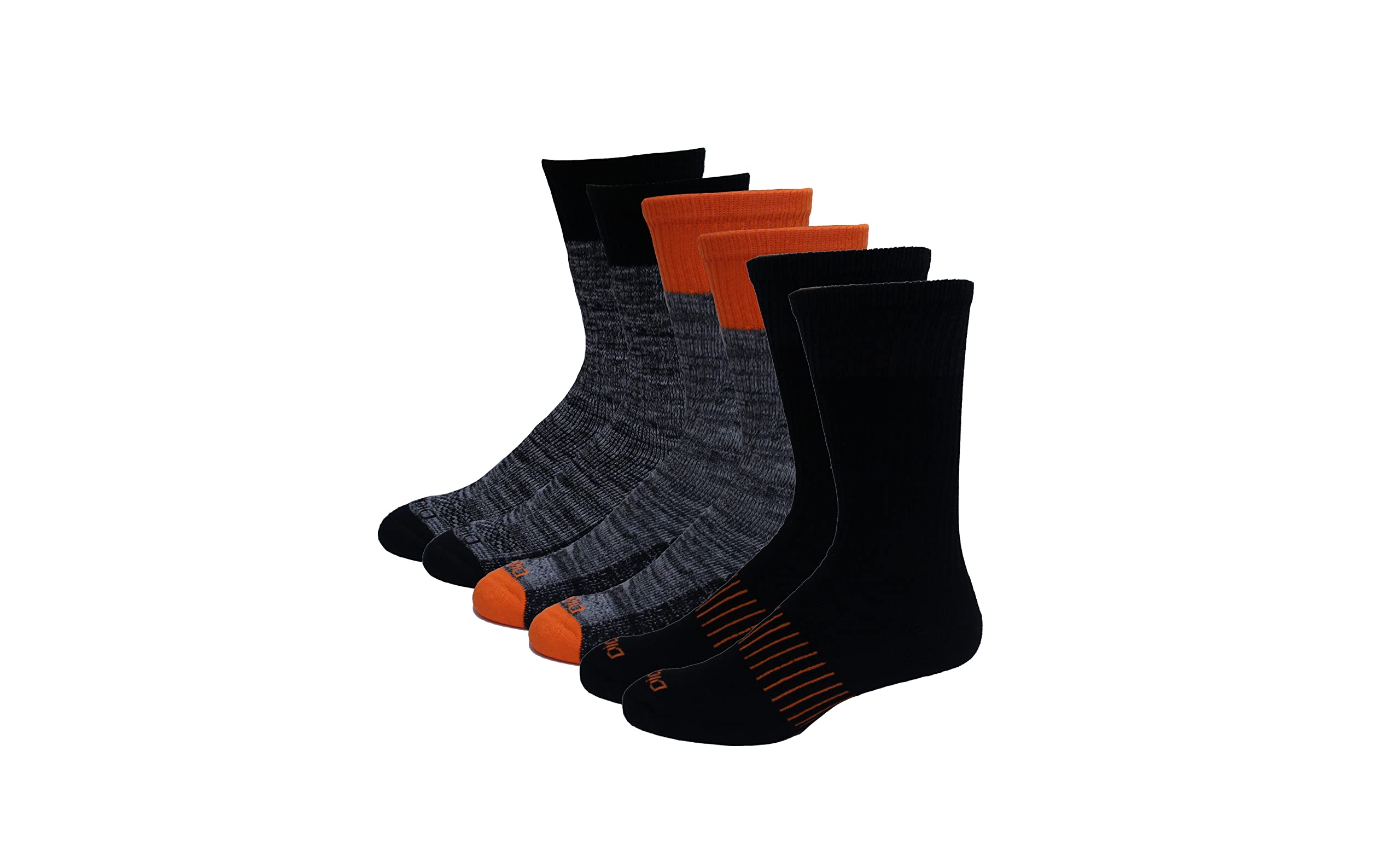 Men's Dri-Tech Performance Work Crew Socks 6 Pair,Black Asst, Men's 6-12 Shoe Size