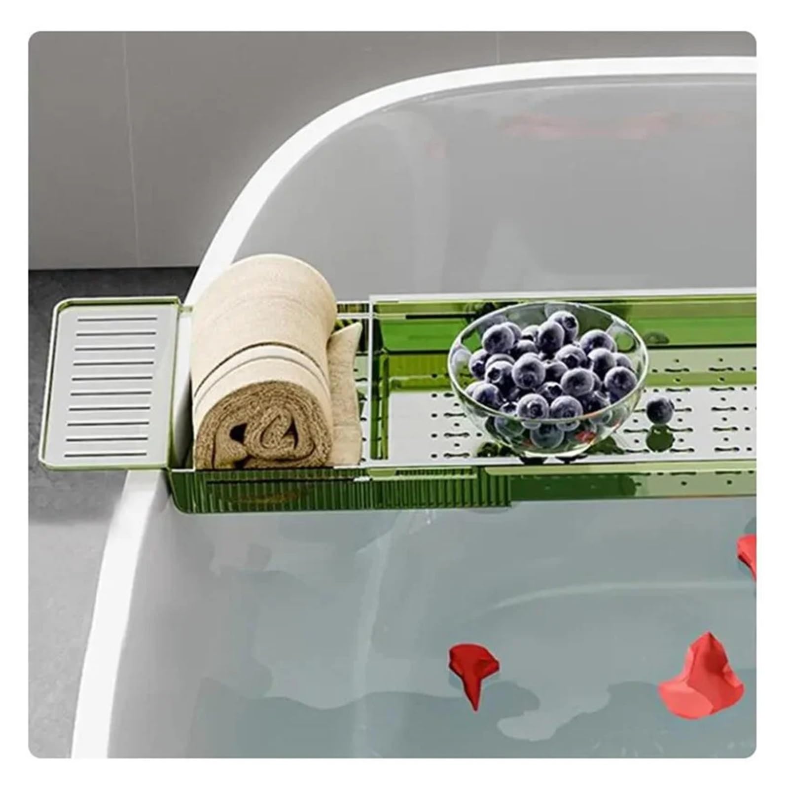 Bandeja for bañera de baño, Mesa Extensible, Organizador Multifuncional | Green
