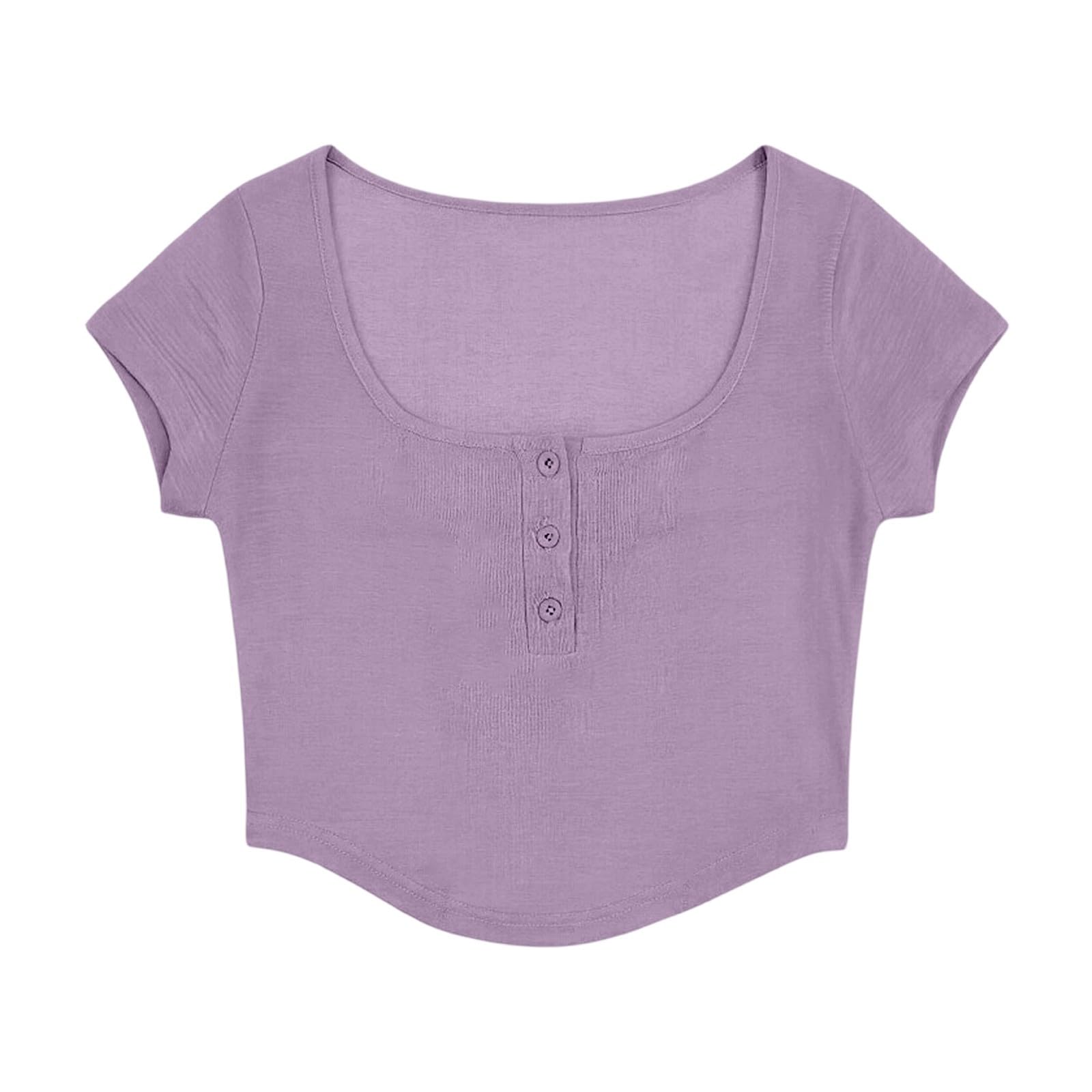 Camisa de lino para mujer Y2K Slim Fit acanalada cuello en V camiseta de manga larga con botones Casual Camiseta interior Slim Fit Blusa Streetwear manga corta Crop Top