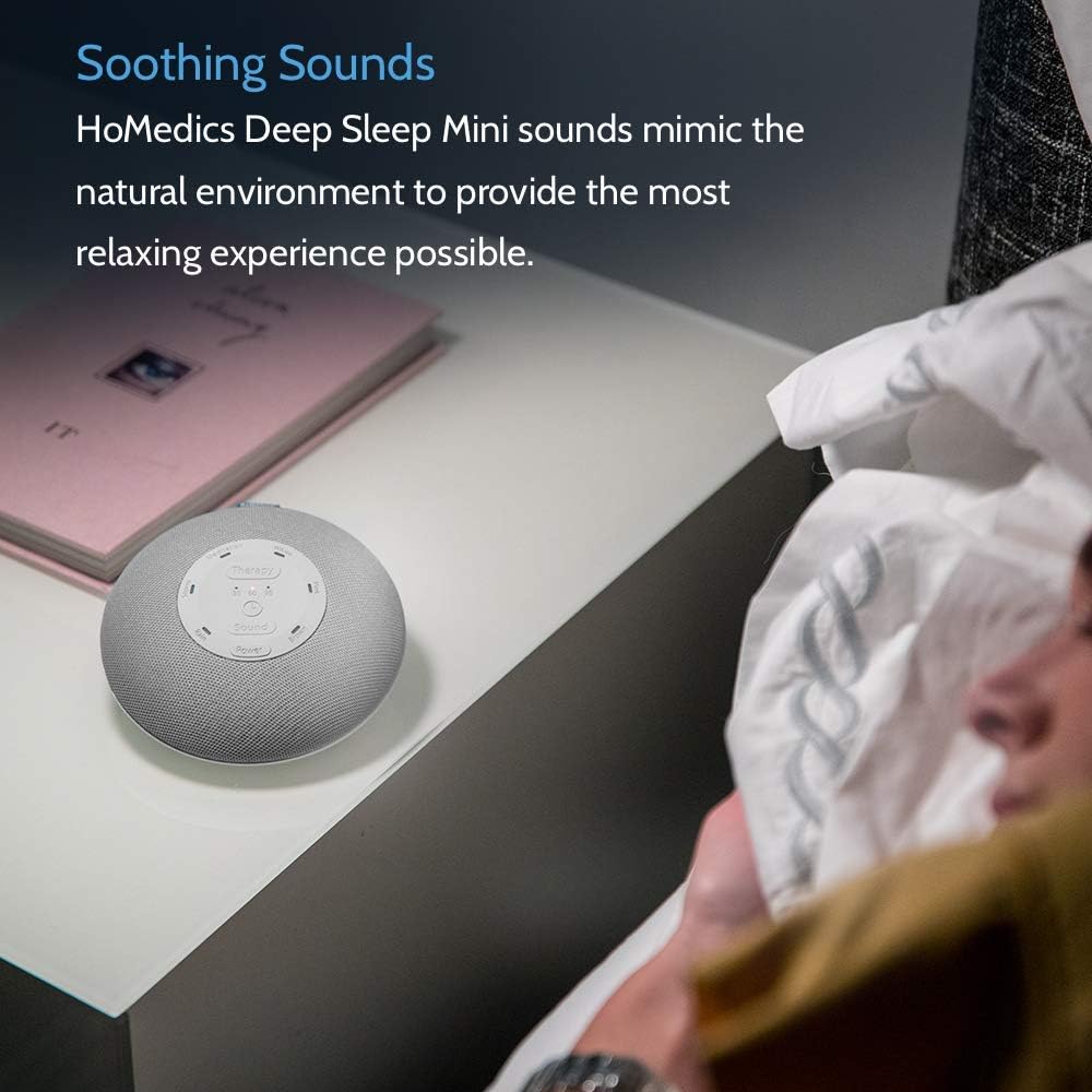 HoMedics Deep Sleep Mini Portable Sleep Sound Machine | 3 Programs, 3 White Noises, 2 Sounds, Guided Meditation, Auto-Off Timer, Rechargeable Battery | Gray : Health & Household