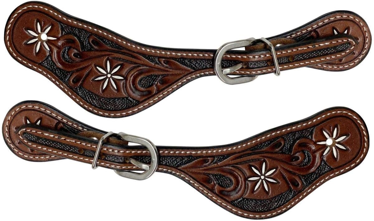 Showman Ladies Dark Oil Argentina Cow Leather Spur Straps