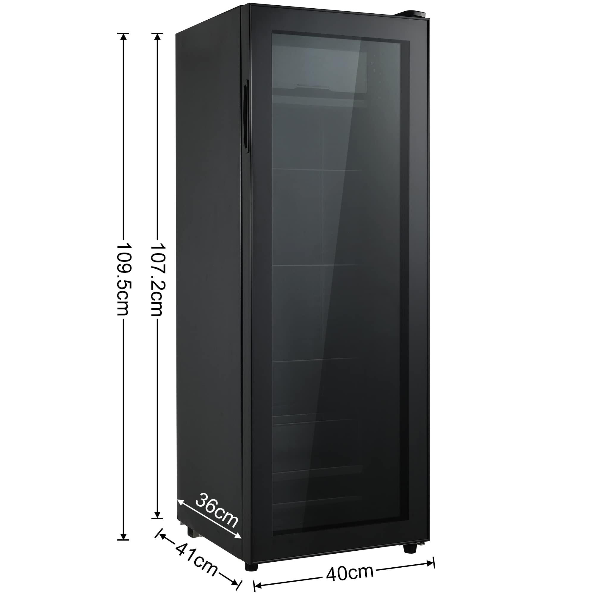Gegtuon Frigorifero 128L, Frigo con Illuminazione a LED e Divisorio per Ripiani, Professional Frigo Bar Refrigerata con Congelatori e Porta in Vetro per Ufficio Casa Cucina, Classe E, 220-240V, Nero