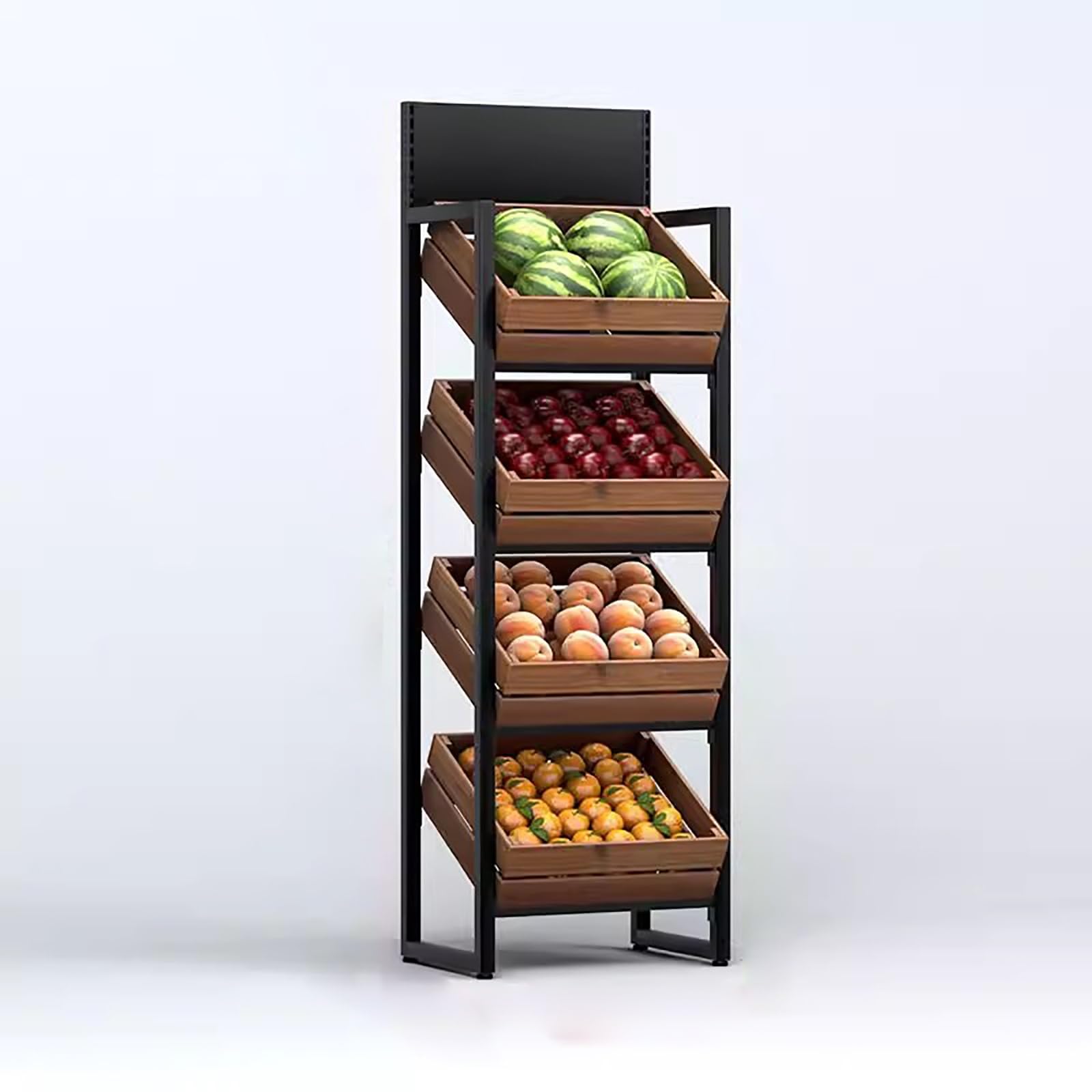 Jkjzsalj Walnut Case Commercial Snack Rack Display Stand - Floor Standing Potato Chip Shelf Can Adjustable Tier Spacing - Supermarket Display Rack For Food Fruits Books Toys - Easy,-4 Tier
