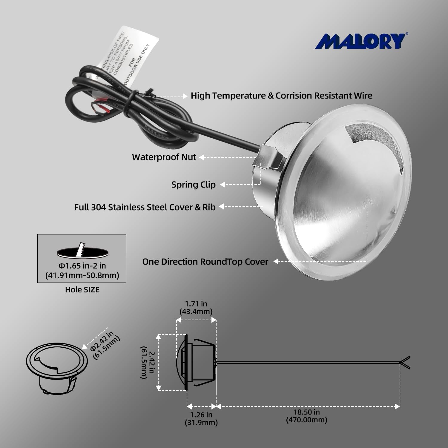 6-Pack Recessed LED Deck Light with Protecting Shell , 4W 12V Low Voltage Landscape Lighting, Outdoor Step Stair Lights Wired for Floor Yard (SG05- Round Top, 6-Pack 5000K with Protecting Shell)