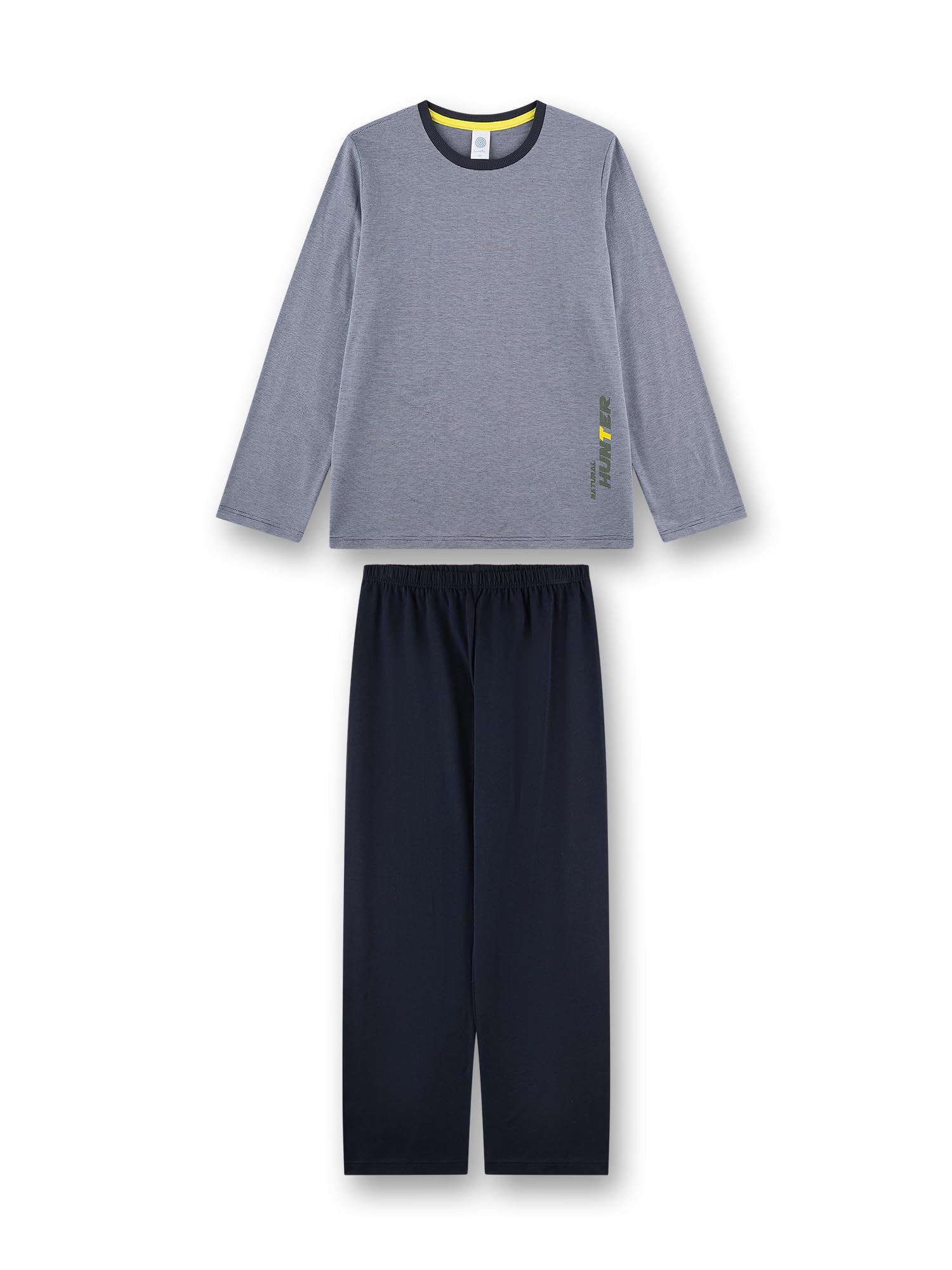 Sanetta Jungen-Schlafanzug lang blau Geringelt | Hochwertiger und bequemer Schlafanzug aus Baumwoll-Modal-Mix für Jungen.