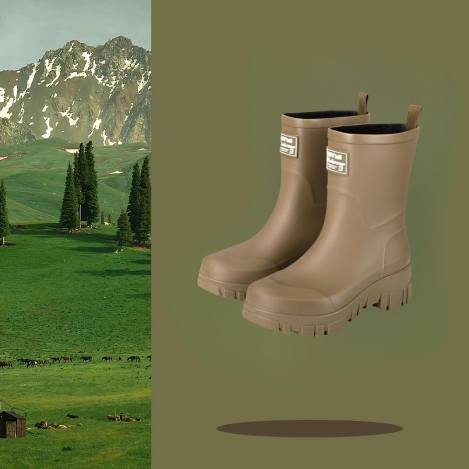 LOJAX Botas de Lluvia para Mujer | Botas Impermeables Antideslizantes | Diseño y función Elegantes |(Verde Militar,41 EU)