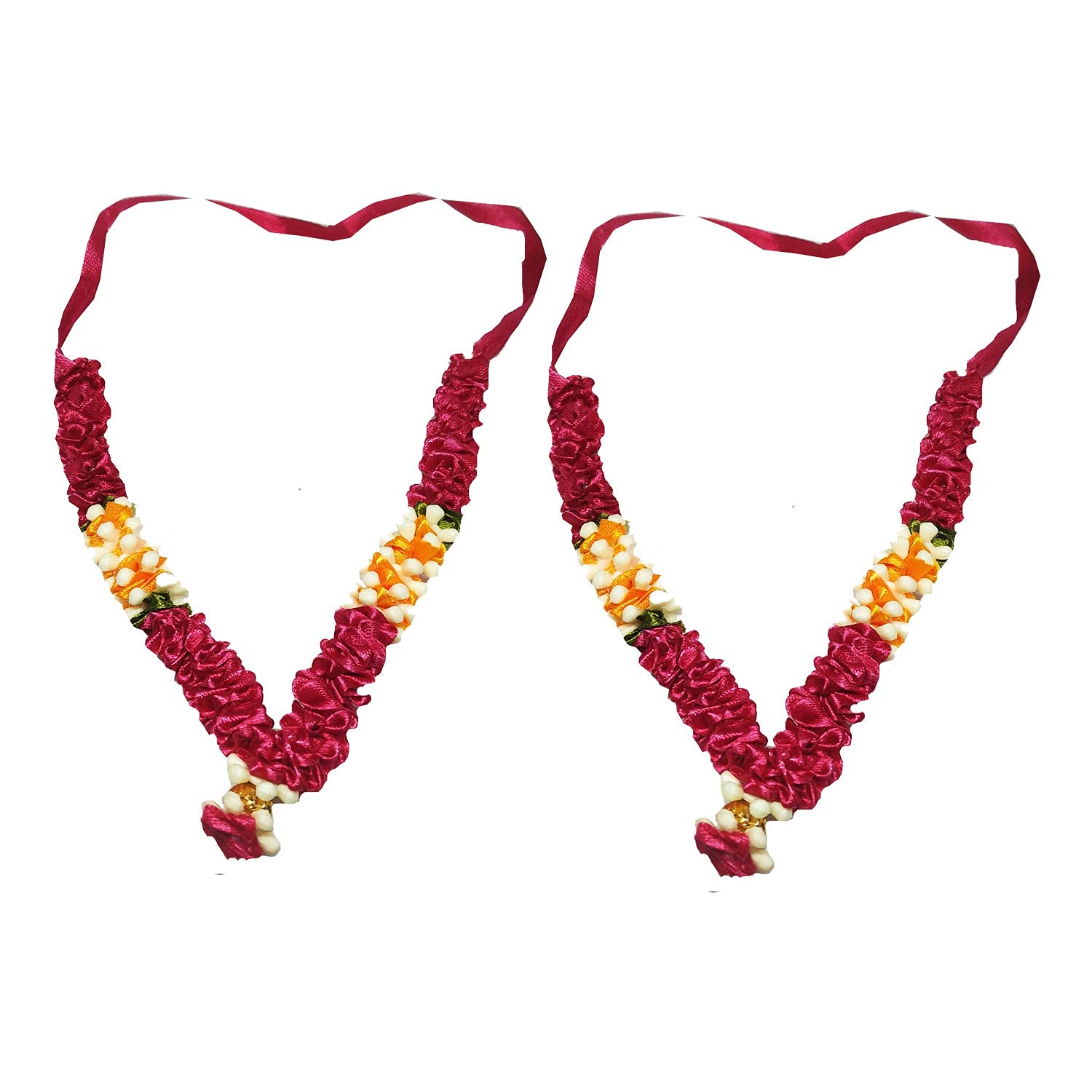 HKD Sales Handmade Artificial Red Jasminum Flower Garland/Mala for Pooja, Decoration & Photo Frame (3 Inches) fot god Idol for mandir midium Size 1