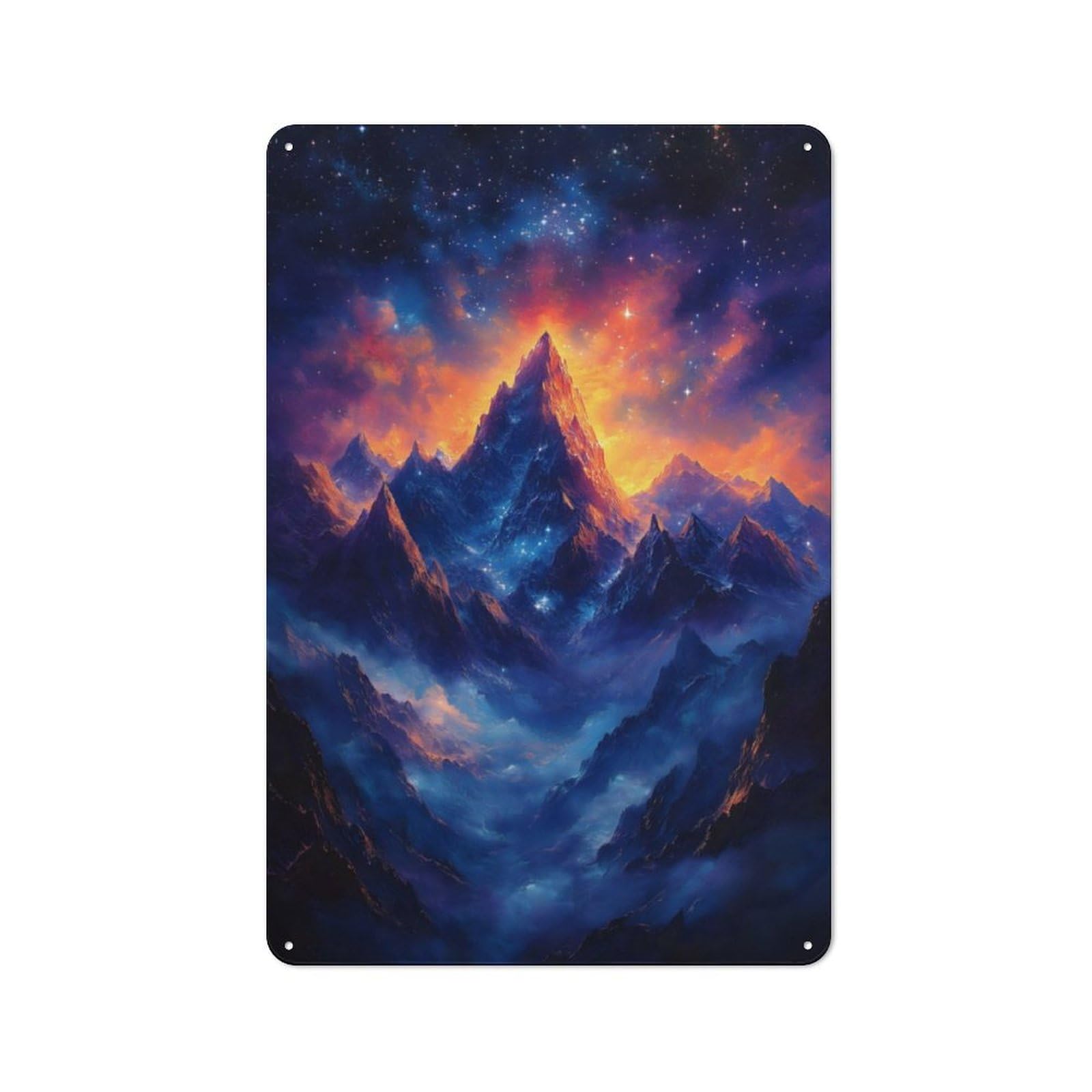 Junmoney Starry Mountain Peak Tin Wall Plaque 30X20cm With For Guest Room Or Hallway, For Home Office, Studio And Craft Room Walls