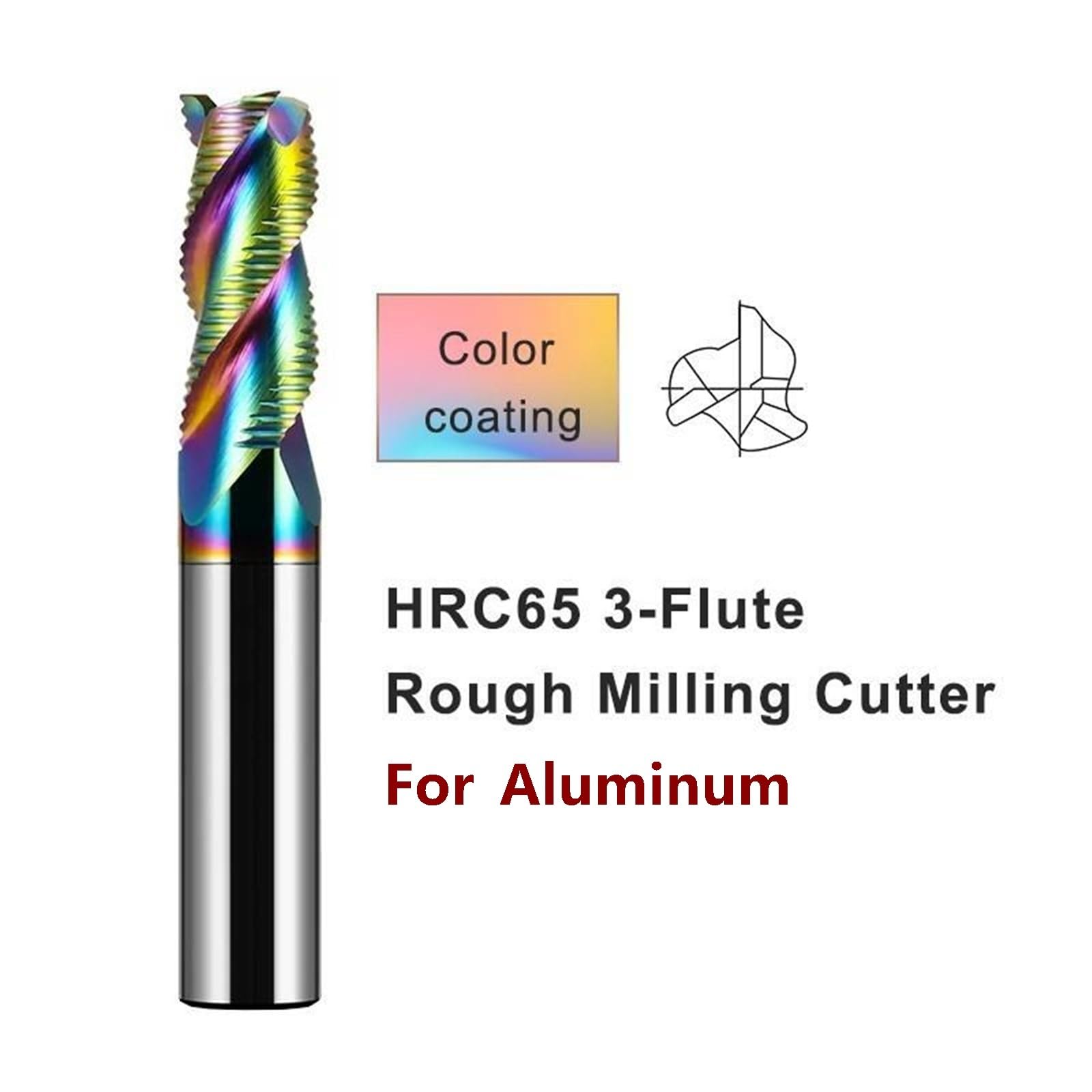 fresa de desbaste HRC55/HRC65/HRC70 3/4 flautas carburo de tungsteno acero Nano recubrimiento onda hoja desbaste fresa(HRC65-for AL,6.0x15Cx6Dx50L)