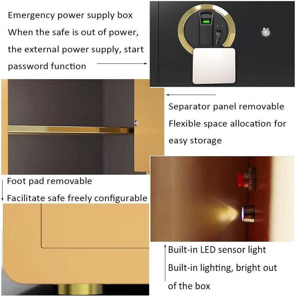 RLKHXBS Safe, Password is On Small Portable Anti-Theft Safes with Dual Intelligent Alarm System 25CM Coffer,Black Key Box