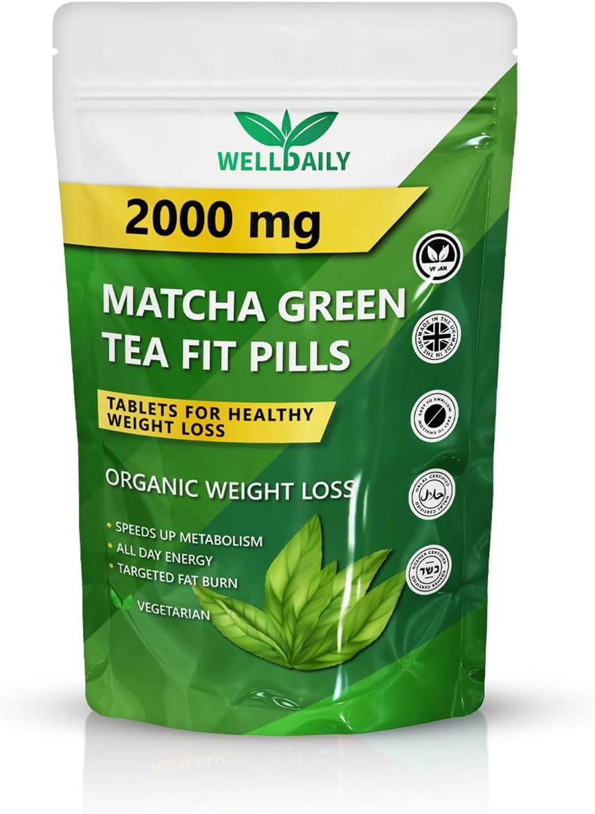 Matcha Green Organic Tea Fit Pills 2000MG | Natural Energy Booster, Fat Burner & Appetite Suppressant, Metabolism Support, 90 Capsules for Weight Management
