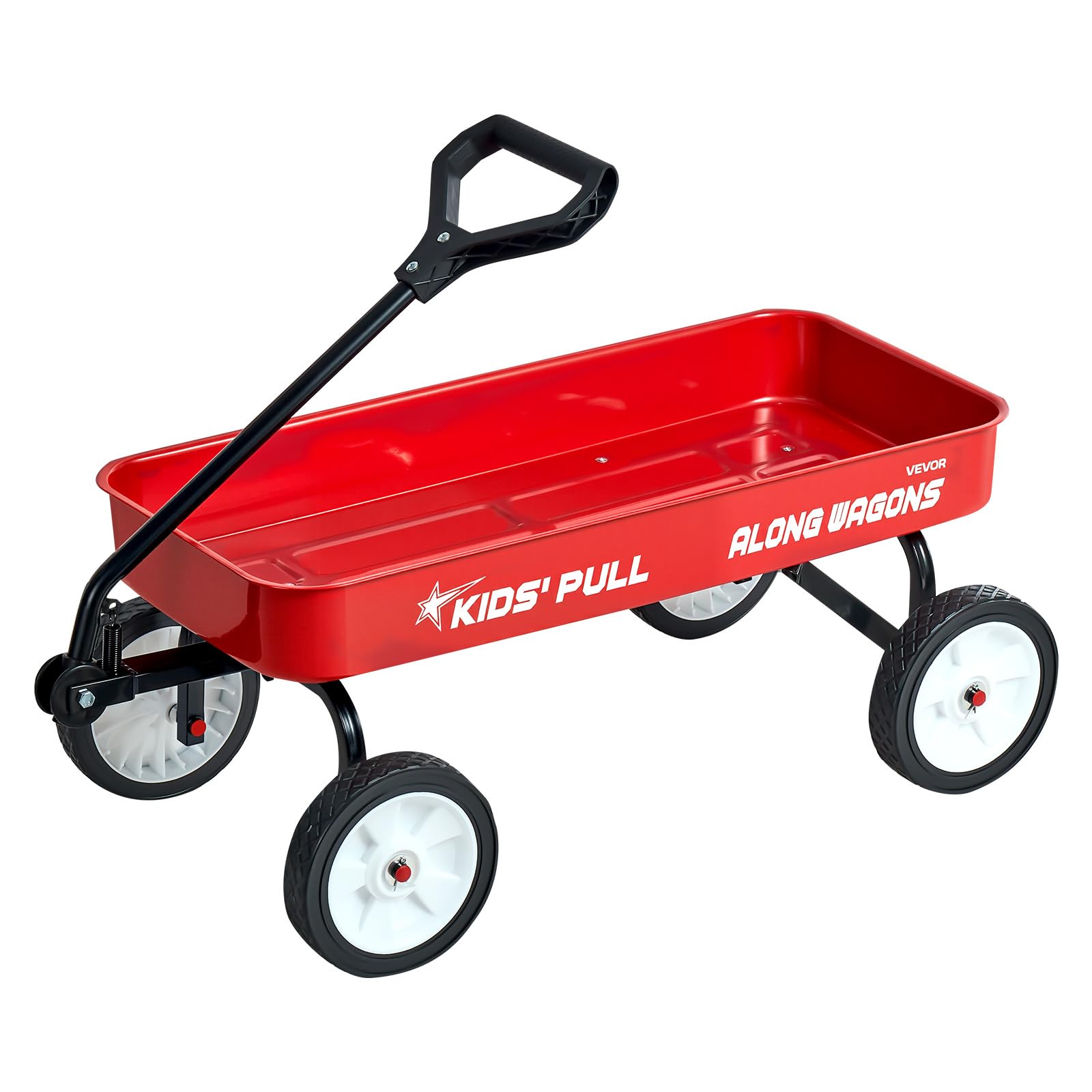 VEVOR Chariot à Tirer Enfants 101 cm Chariot Tout-Terrain Tout-Petits Métal, Charge 80 kg, pour Cadeau d'anniversaire Enfants, Jardinage, Plage, Camping, Aventures en Plein Air, avec Poignée, Rouge