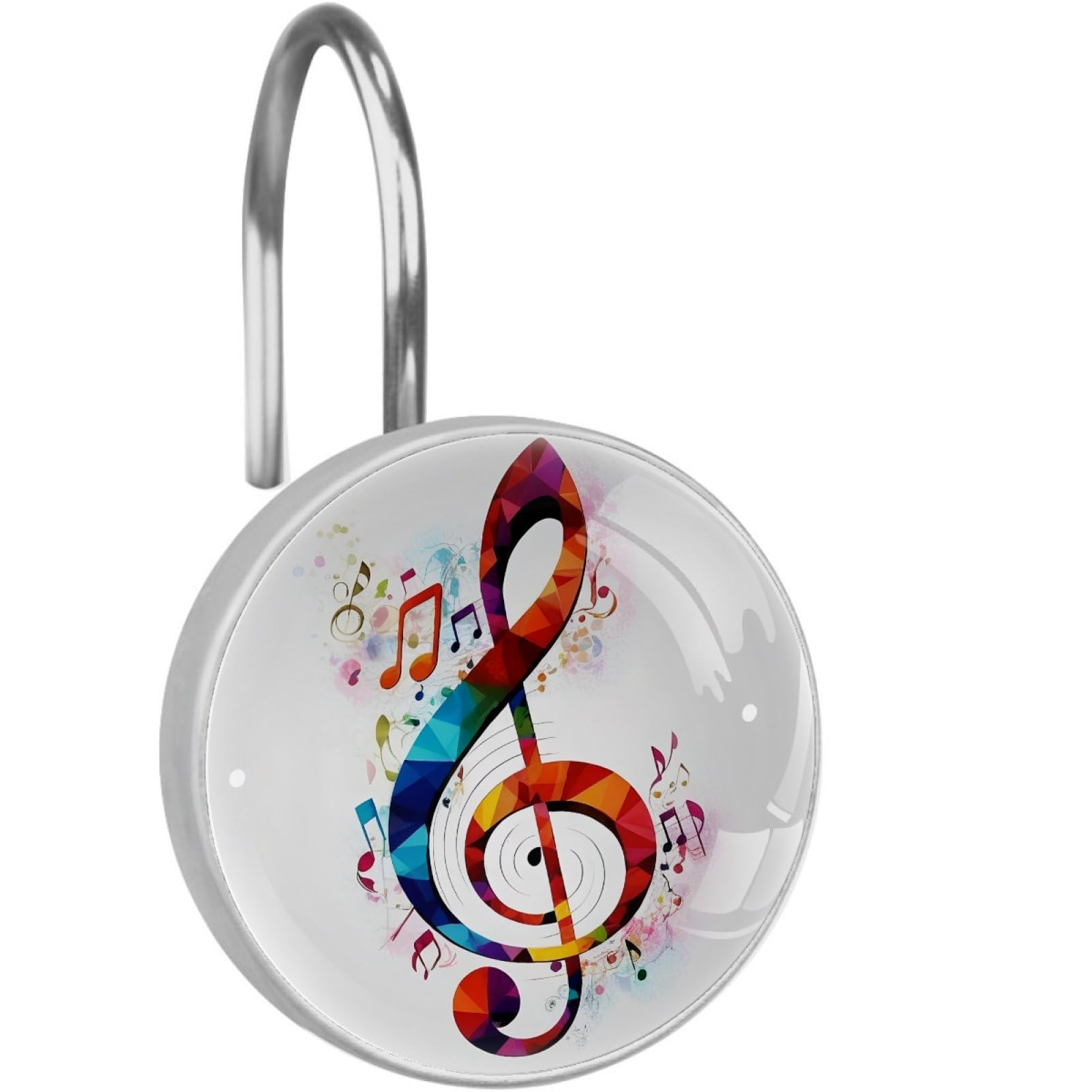VAPOKF Decorative Shower Curtain Hook: Color Music Symbols Rustproof Stainless Steel Shower Curtain Ring for Bathroom - Shower Curtain Hook & Hangers - Set of 12