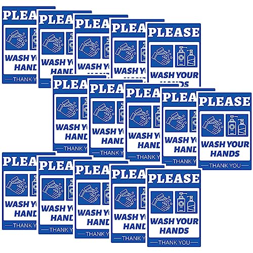 Image of CVANU PLEASE Wash Your Hands THANK YOU Warning Safety Self-Adhesive Waterproof PVC Vinyl Sign Sticker Size (11.7inchX8.3inch) Pack of 15