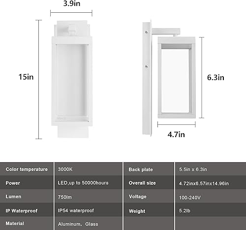 Vista 36 de Lámparas modernas para exteriores del atardecer al amanecer, aplique de pared exterior de 15 pulgadas, luz de porche, lámpara de pared negra