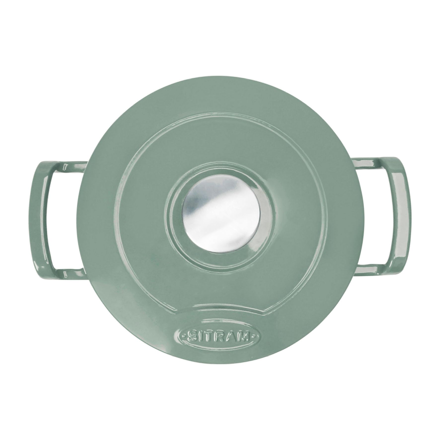 Sitram 715404 COCOTTE Sitrabella Ronde en fonte émaillée Ø20 cm - 2,5 litres - Extérieur émail Vert Sauge intérieur Blanc - toutes sources de chaleur y compris induction - Idéale repas de 2-3 convives