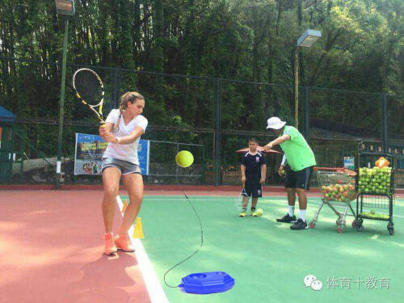 Tennis Trainer Rebounder Ball, Trainer Cemented Baseboard with Rope, Perfect Solo Tennis Trainer, Self-Study Tennis Rebound Player Training Aids Practice Great for beginners and intermediate players