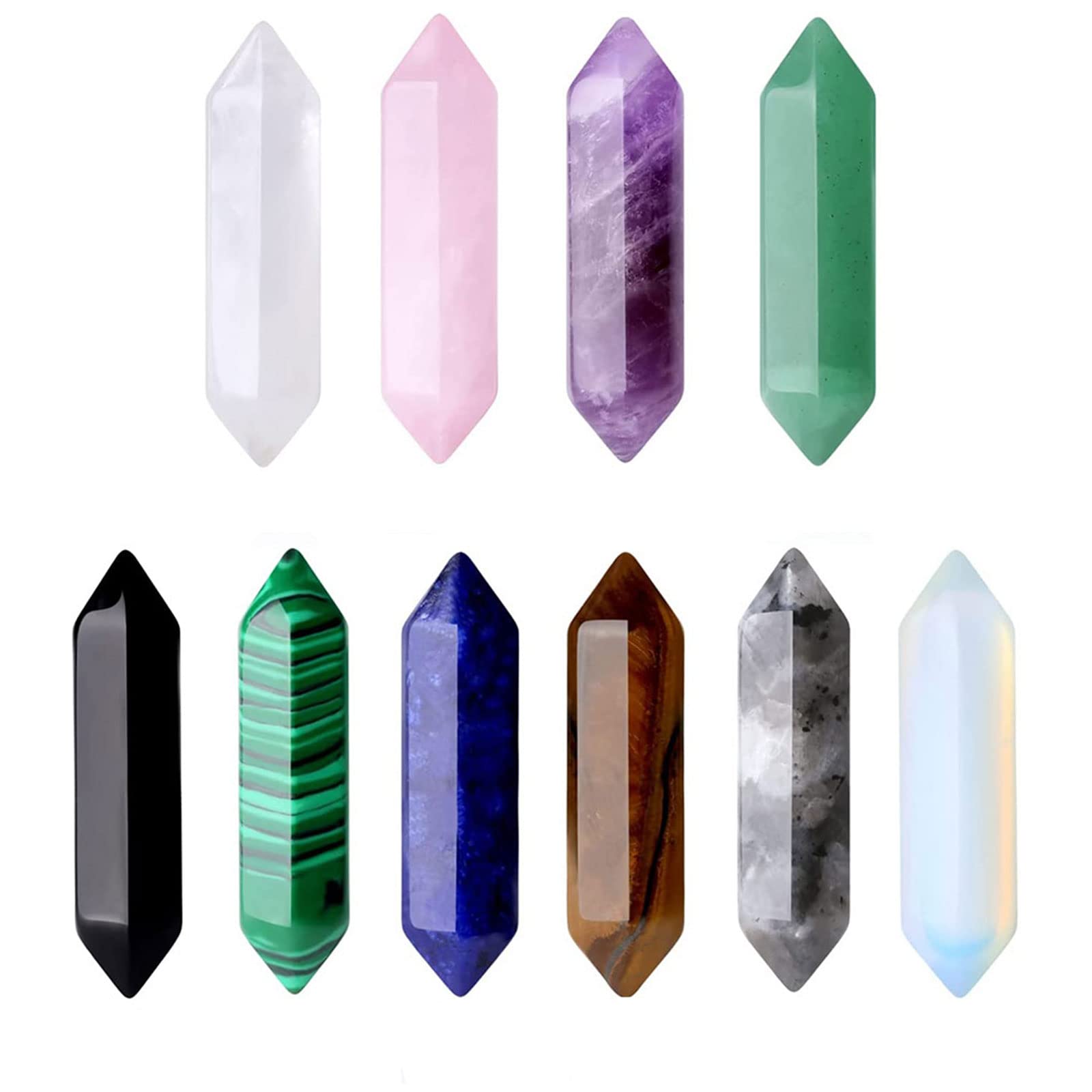 Raumdekoration 13 Stück 40–50 mm Kristallstein-Zauberstäbe, Edelstein-Pendel-Anhänger, sechseckig, spitz, facettierte Prismenstäbe, Stab for -Therapie-Dekor